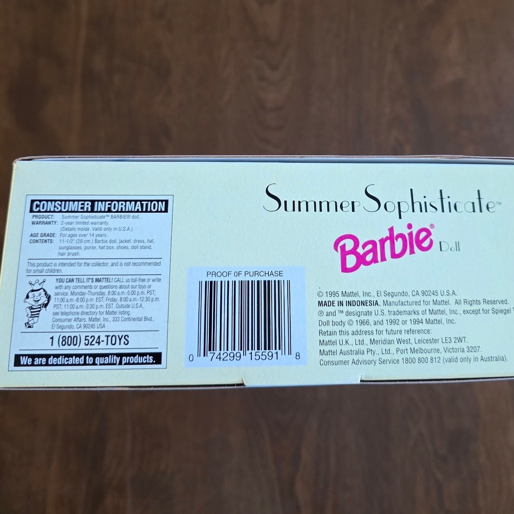 Spiegel‎ Summer Sophisticate Barbie Doll  1995 Pink Striped Dress Hat Purse toy - Picture 6 of 11